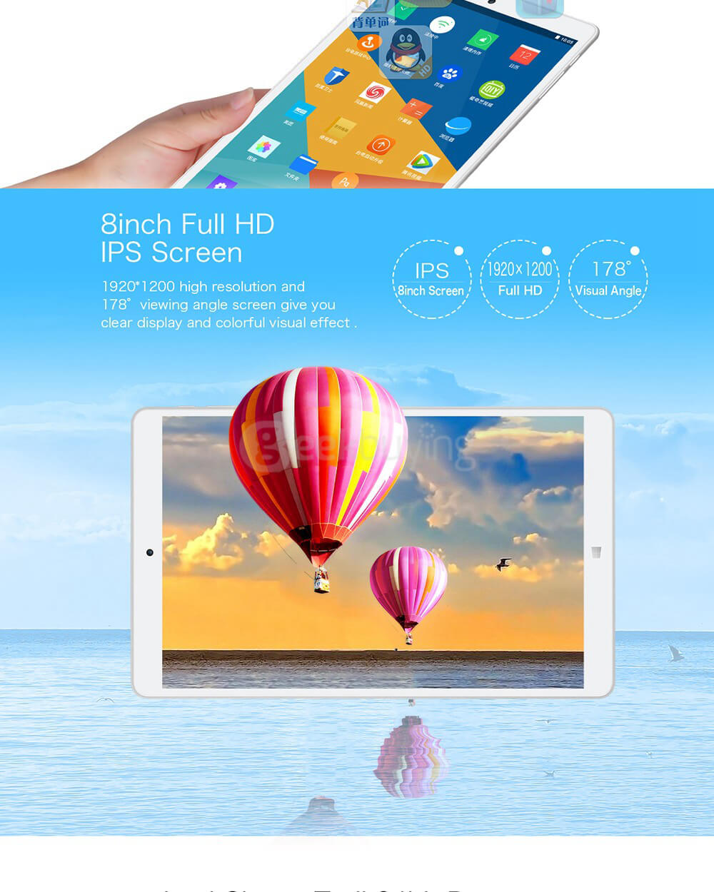 Teclast X80 Power Tablet 8 inch Intel Cherry Trail X5-Z8350 Dual OS Windows 10 + Android 5.1 2GB/32GB Quad Core 1.92GHz IPS 1920*1200 Metal Shell - Gold