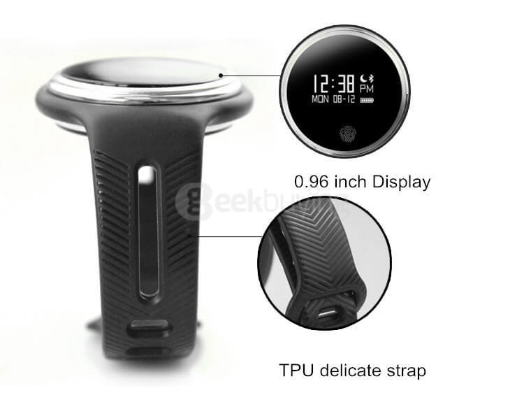 Makibes E07 Bluetooth 4.0 Sports Smart Bracelet IP67 Waterproof Fitness Tracker Smartband Call Reminder for Android iOS - Black