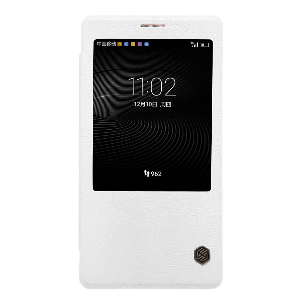 NILLKIN Leather Case For HUAWEI Ascend Mate 8 Protective Flip Cover Phone Shell Smart Sleep With Window - White