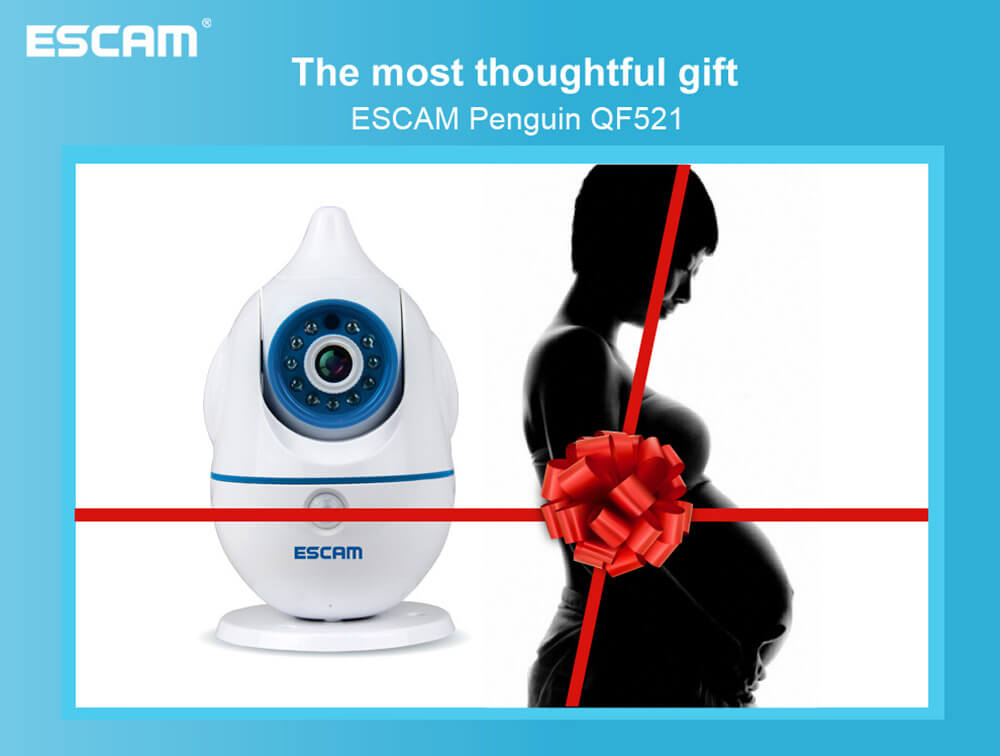 ESCAM Penguin QF521 Wireless WiFi Baby Monitor HD 720P P2P Smart Security Camera - White