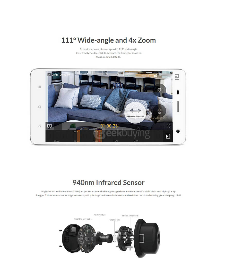 [HK Stock] Official EU Edition YI Home Camera HD 720p Smart WiFi IP Camera Night Vision/ Motion Detection/ Video Monitor IP/ Network Surveillance/ Home security - White