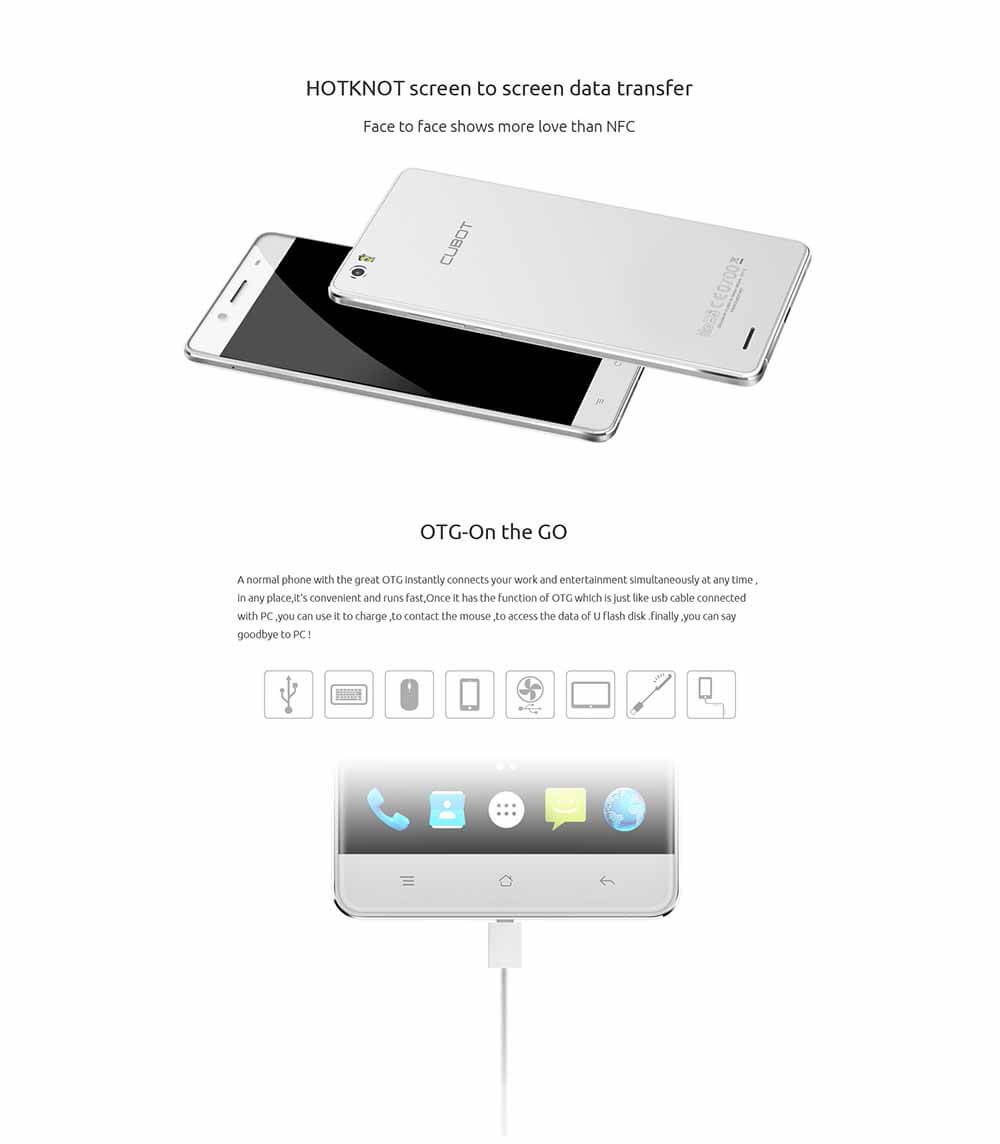 [HK Stock]CUBOT X17S 5.0inch FHD 4G FDD-LTE Android 5.1 3GB 16GB Smartphone 64bit MTK6735A Quad Core 8.0MP 16.0MP Ultra-thin OTG HotKnot - White