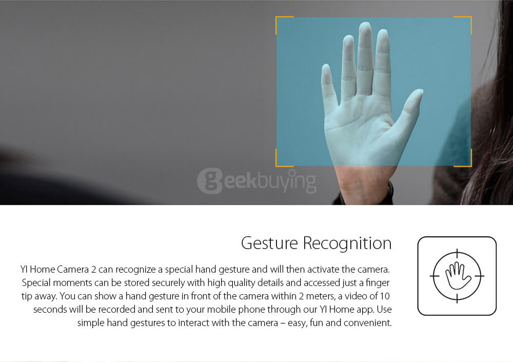 [HK Stock] Official EU Edition Yi Home Camera 2 FHD 1080P Ambarella S2LM 130 Wide Angles Gesture Recognition Human Detection Yi Smart WiFi Camera 2 - White