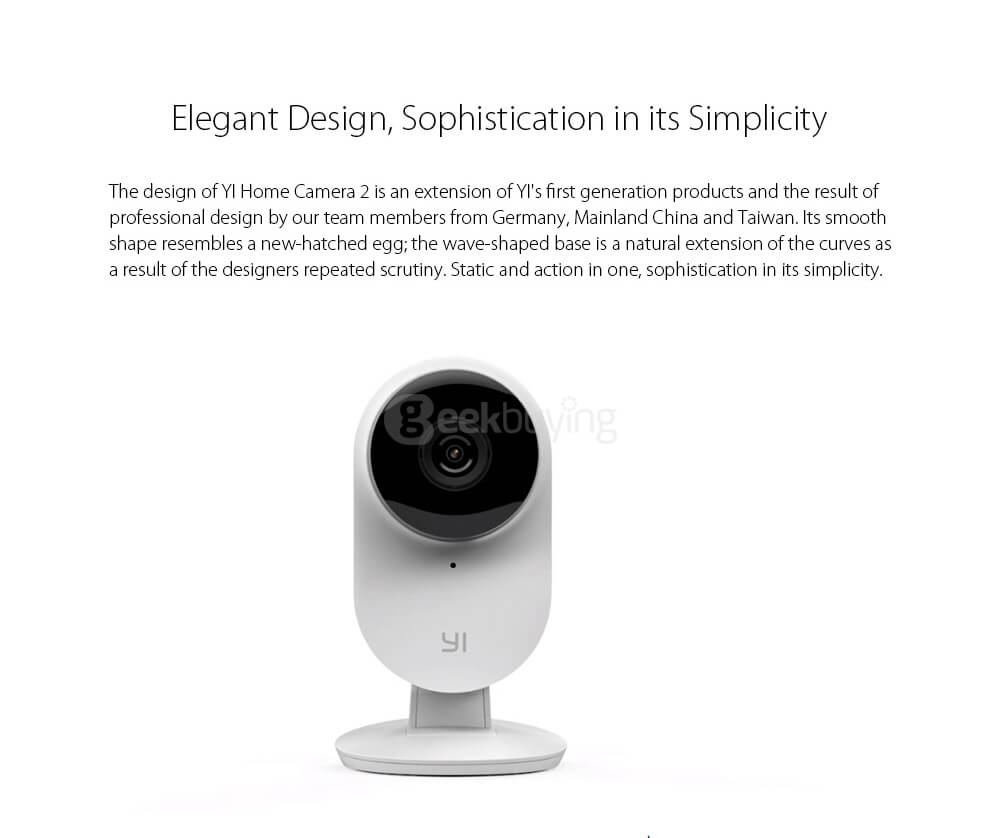 [Spain Stock]Official EU Edition Yi Home Camera 2 FHD 1080P Ambarella S2LM 130 Wide Angles Gesture Recognition Human Detection Yi Smart WiFi Camera 2 - White