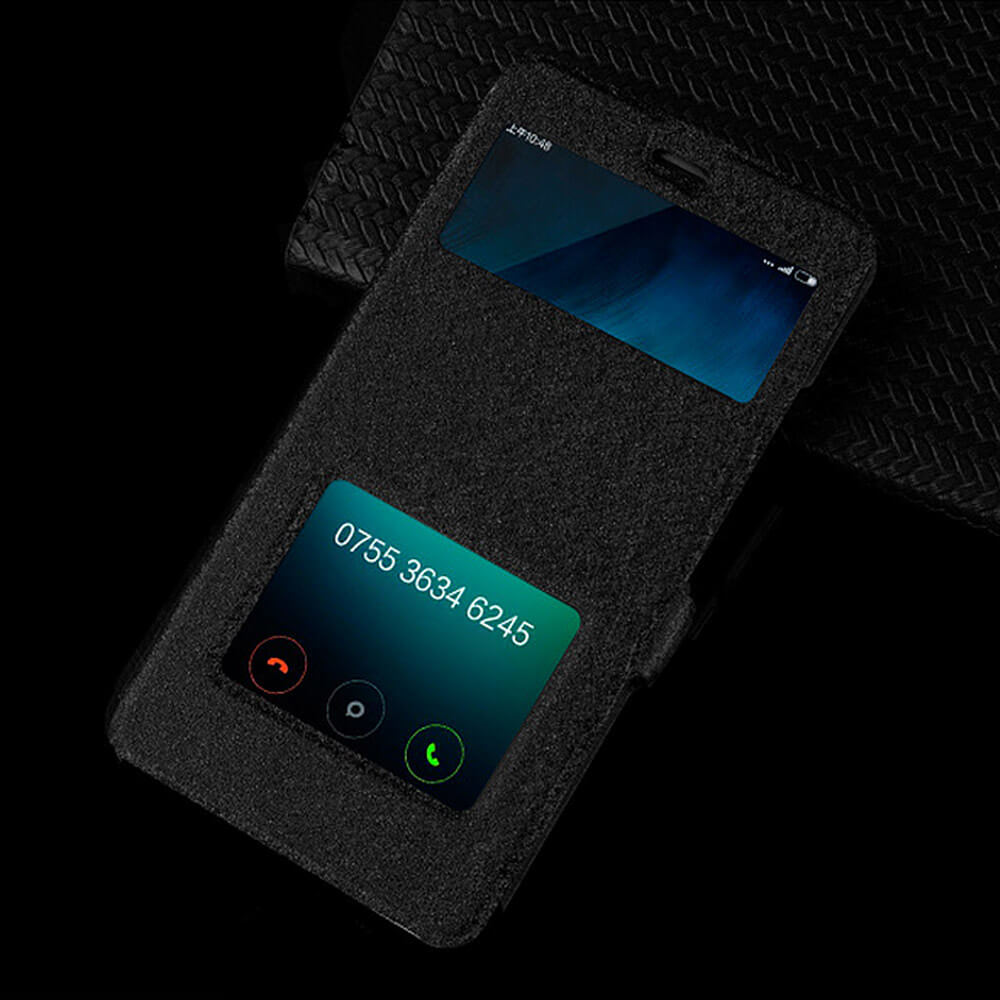 Leather Case For XIAOMI Redmi 3 Pro Flip Cover Ultra-thin Protective Phone Shell Standing Case With Window - Black
