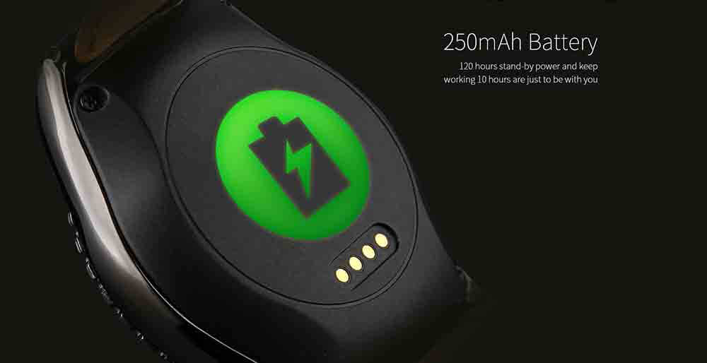 Pi MTK6261 Bluetooth Smart Watch Heart Rate Monitor Sleep Fitness Tracker 1.3 inch TP Sapphire Glass Dial Leather Strap - Black