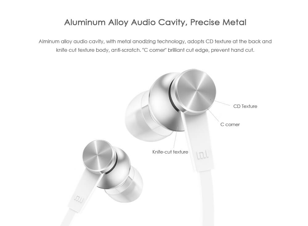 [HK Stock]Original Xiaomi Piston Basic 3.5mm Wire Control Earphone 1.25m Music Headset for IOS Android -Silver
