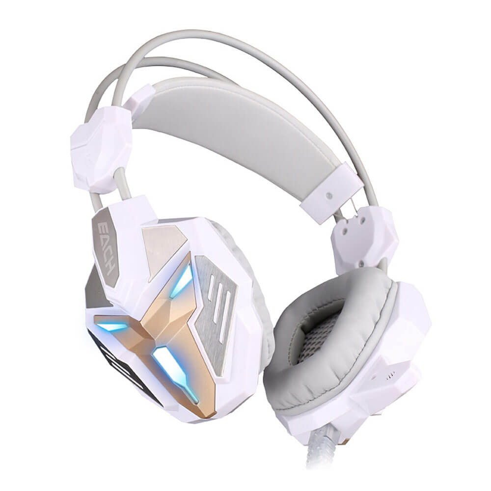 white and gold gaming headset