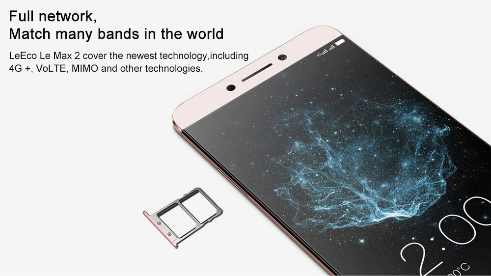 LeTV LeEco Le Max 2 X822 5.7inch 2K Screen Android 6.0 OS 4GB 32GB Smartphone 64-Bit Qualcomm Snapdragon 820 Quad Core 21MP Touch ID Type-C Fast Charge - Rose Gold