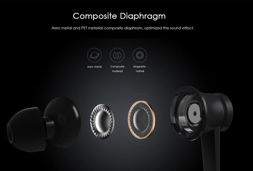 Original Xiaomi Piston Basic 3.5mm Wire Control Earphone 1.25m Music Headset for IOS Android - Black