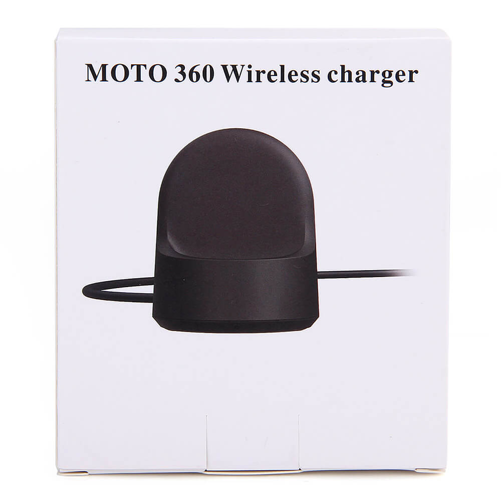 Portable Wireless Cradle Charger With USB Cable For Motorola Moto360 / 2nd Gen Smartwatch - Black