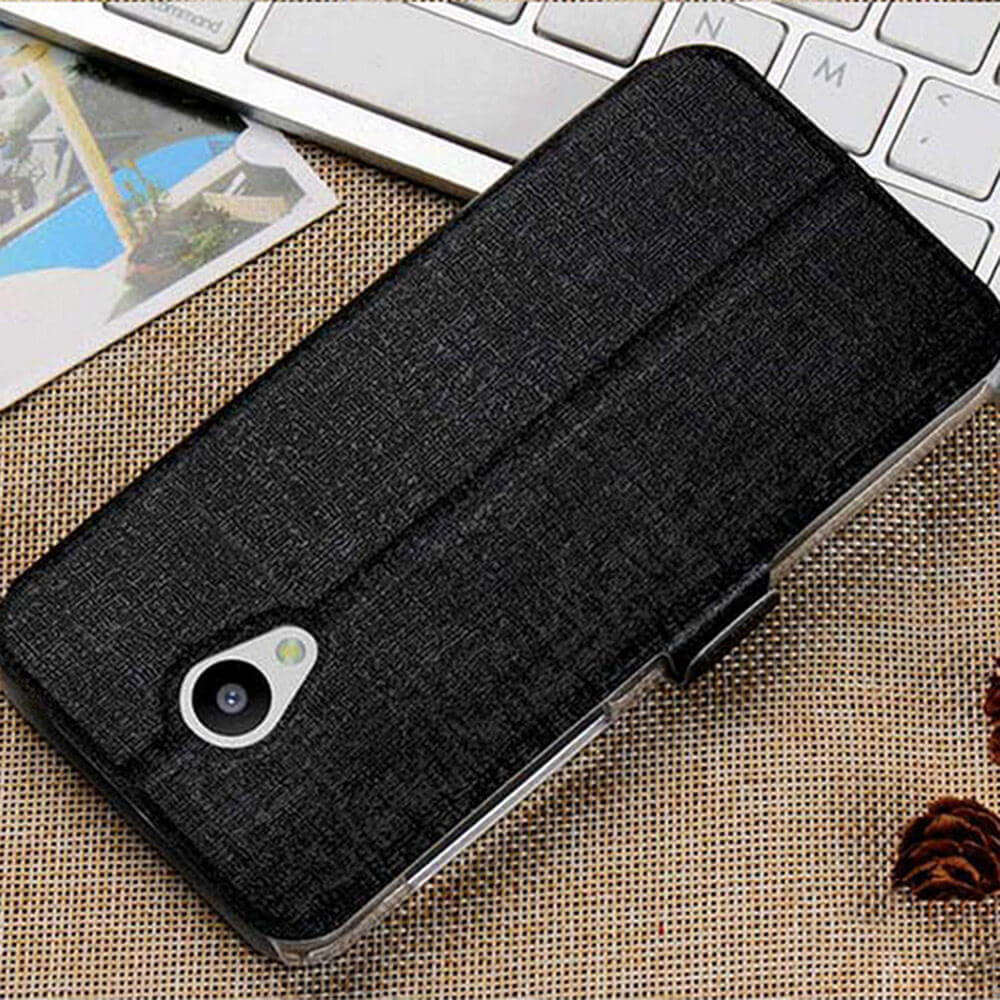 Leather Case For Meizu M3 Note Flip Cover Drop-resistance Protective Case With Window Phone Holder - Black