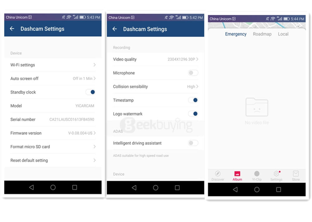 [International Edition] Xiaoyi Yi Smart Car DVR Dash Camera (Gold) + Car Suction Cup + 16GB Micro SD Card