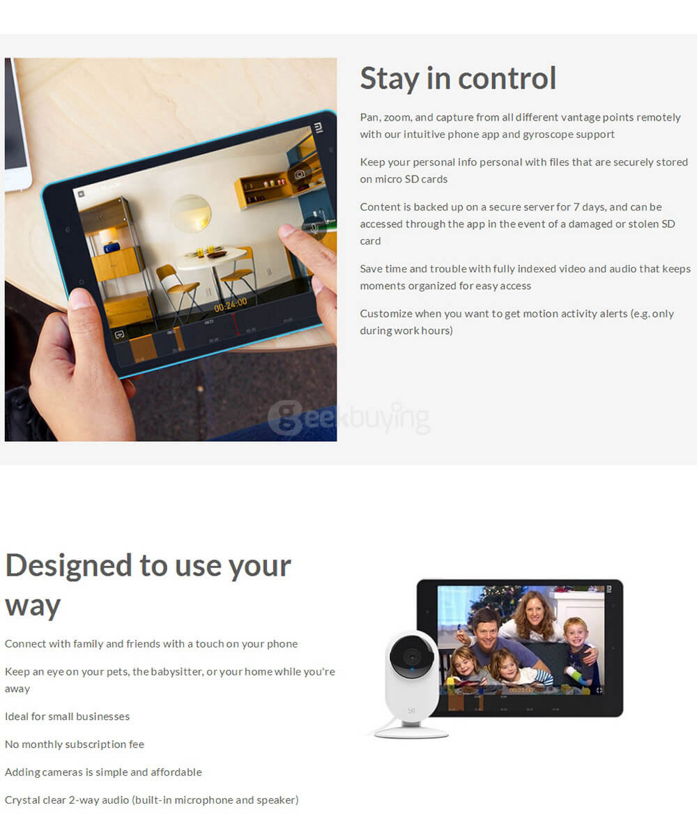 [HK Stock] Official US Edition YI Home Camera HD 720p Xiaoyi Smart WiFi IP Camera Night Vision/ Motion Detection/ Video Monitor IP/ Network Surveillance/ Home security - White