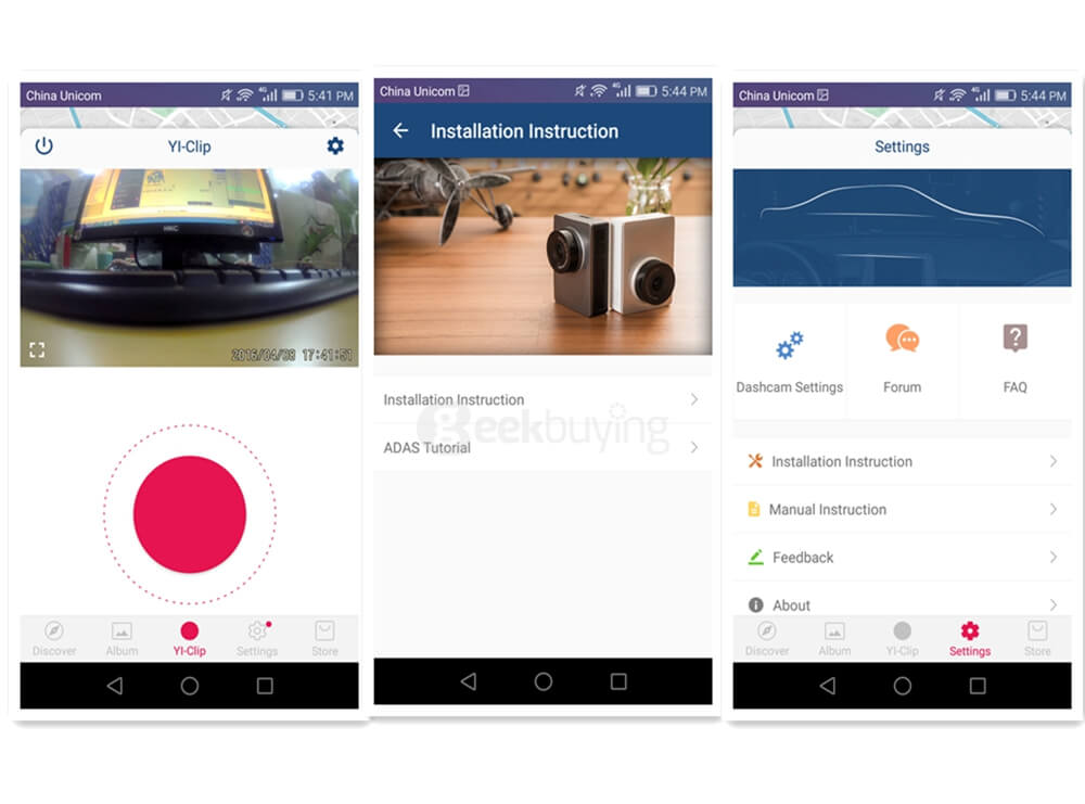 [International Edition] Xiaoyi Yi Smart Car DVR Dash Camera (Gold) + Car Suction Cup + 16GB Micro SD Card