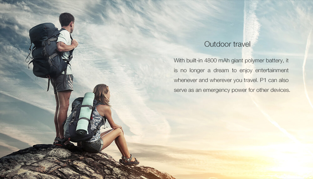 DOOGEE P1 1000LM DLP Projector 2.4G WiFi 1G/8G Bluetooth 4.0 4800mAh Miracast DLNA - Rainbow
