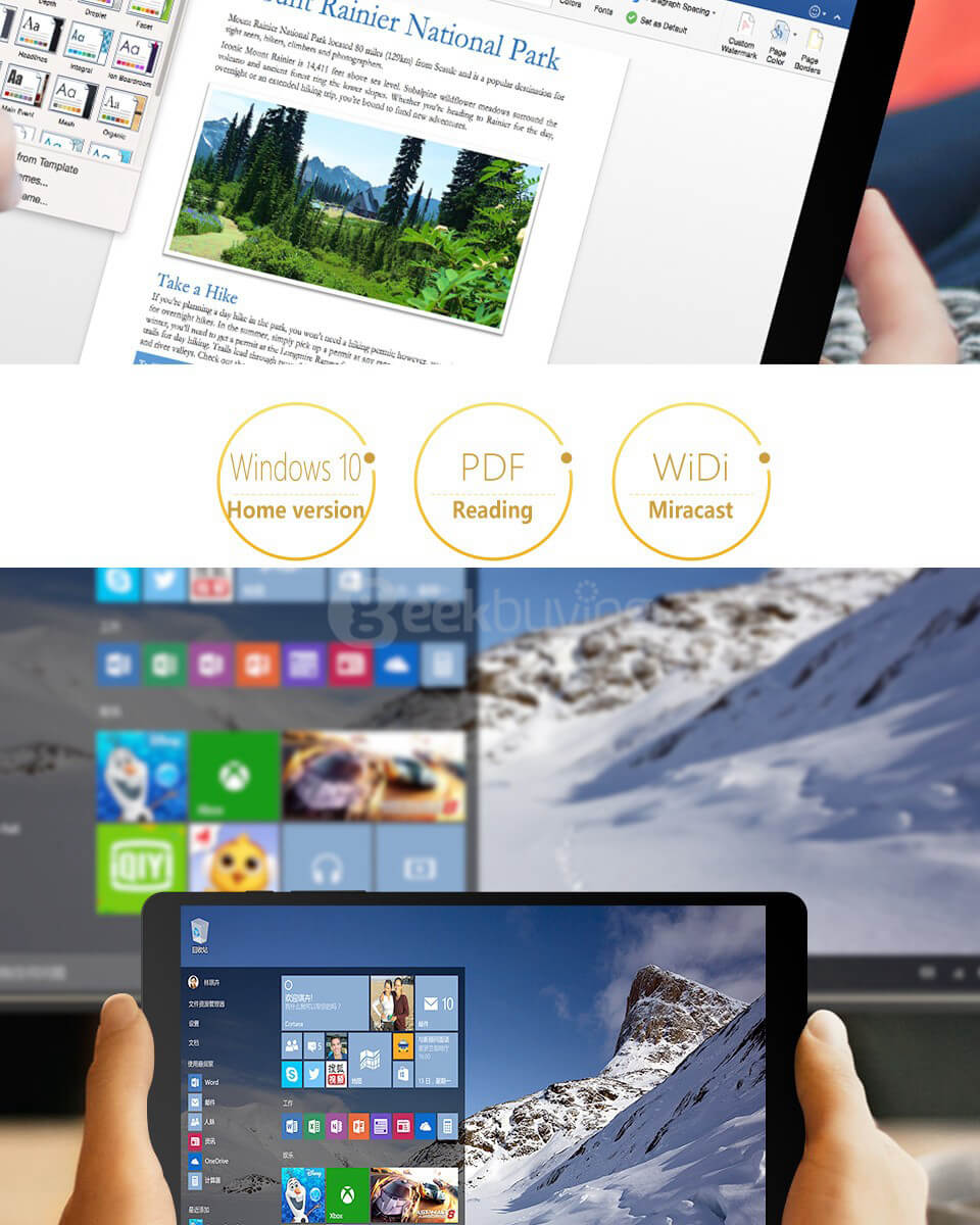 Teclast X89 Kindow 7.5 inch E-Book Reader Tablet Windows 10 + Android 4.4 Intel Z3735F 2GB RAM 32GB ROM Dual OS IPS 1440*1080 - Black