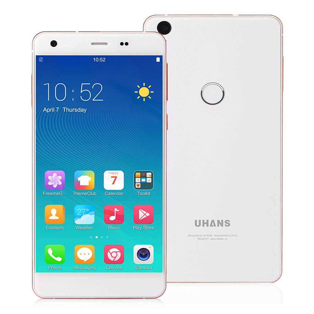 UHANS S1 5.0 Inch 2.5D HD 4G LTE Freeme 6.1OS Android 6.0 3GB 32GB Smartphone 64bit MTK6753 Octa Core 1.3GHz 8.0MP 16.0MP Touch ID - White