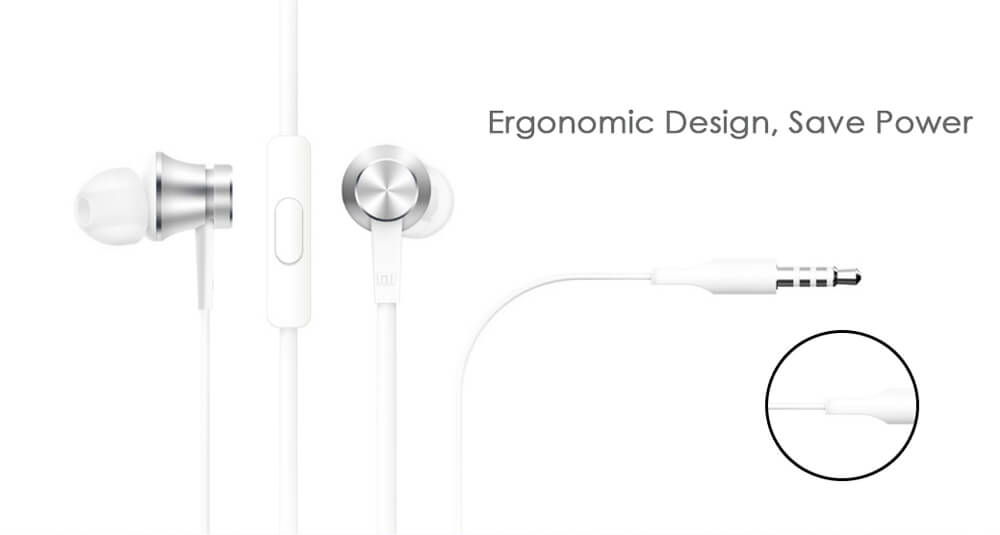 [HK Stock]Original Xiaomi Piston Basic 3.5mm Wire Control Earphone 1.25m Music Headset for IOS Android -Silver