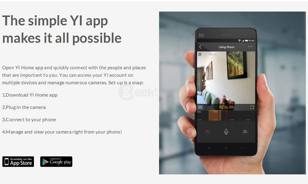 [UK Stock] Official EU Edition YI Home Camera HD 720p Xiaomi Smart WiFi IP Camera Night Vision/ Motion Detection/ Video Monitor IP/ Network Surveillance/ Home security - Black