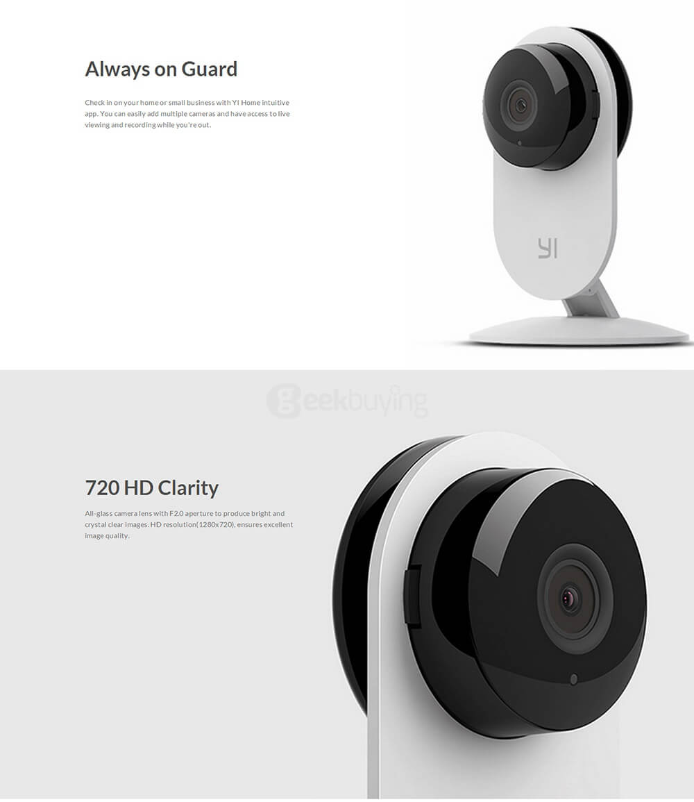 [Spain Stock]Official EU Edition YI Home Camera HD 720p Xiaomi Smart WiFi IP Camera Night Vision/ Motion Detection/ Video Monitor IP/ Network Surveillance/ Home security - Black