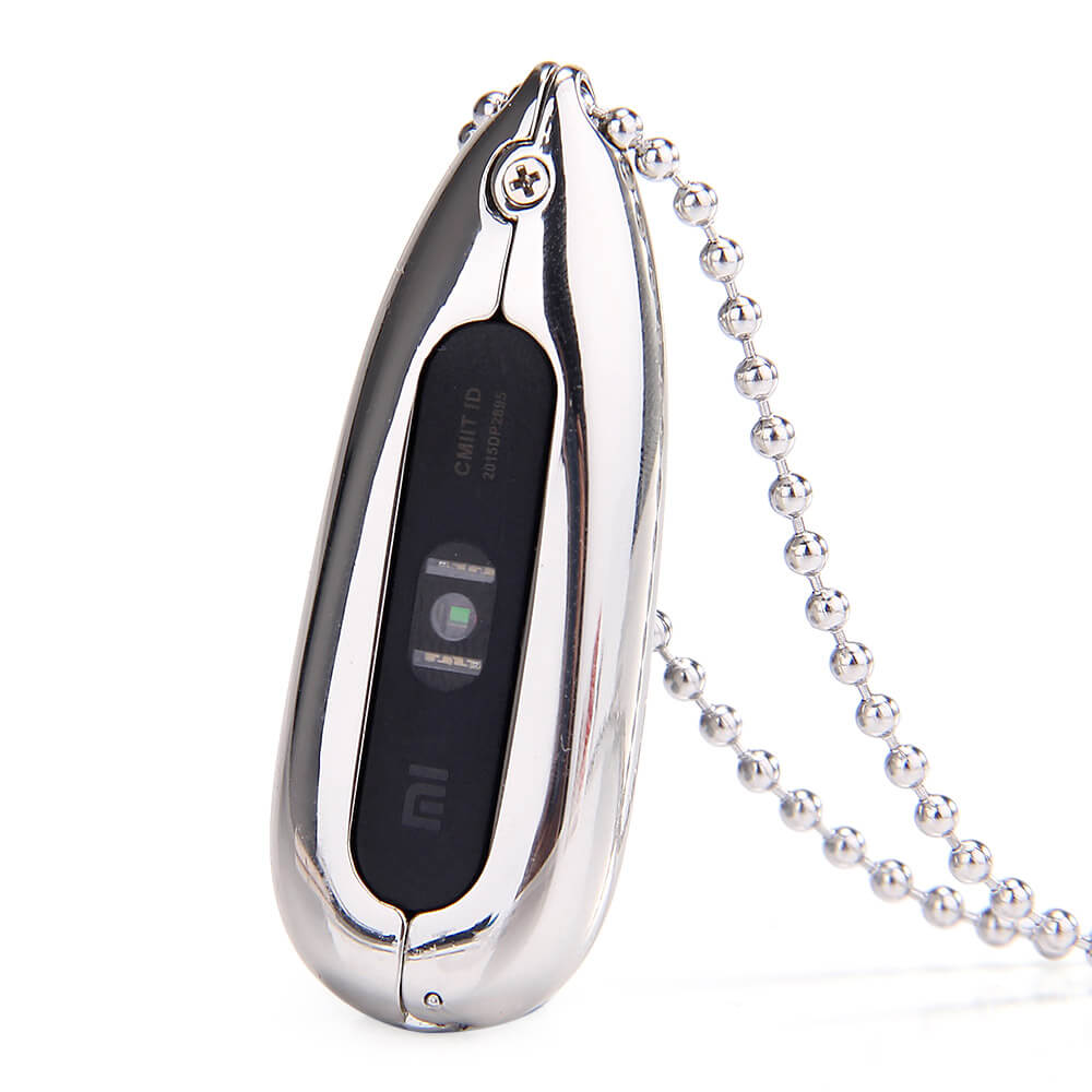 New Water Drop-shaped Metal Necklace Pendant Case for Xiaomi Miband / 1S Smart Bracelets - Silver