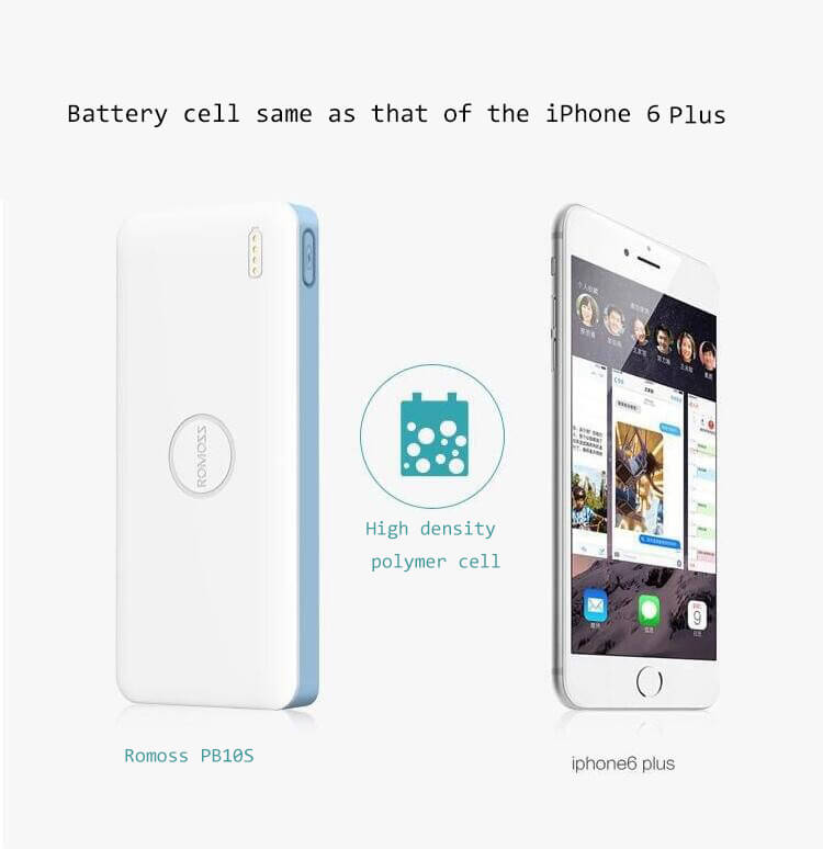 Original ROMOSS PB10S Qualcomm Quick Charge 2.0 10000mAh Dual USB Two Way Quick Charge Li-polymer Power Bank Mobile Power Charge