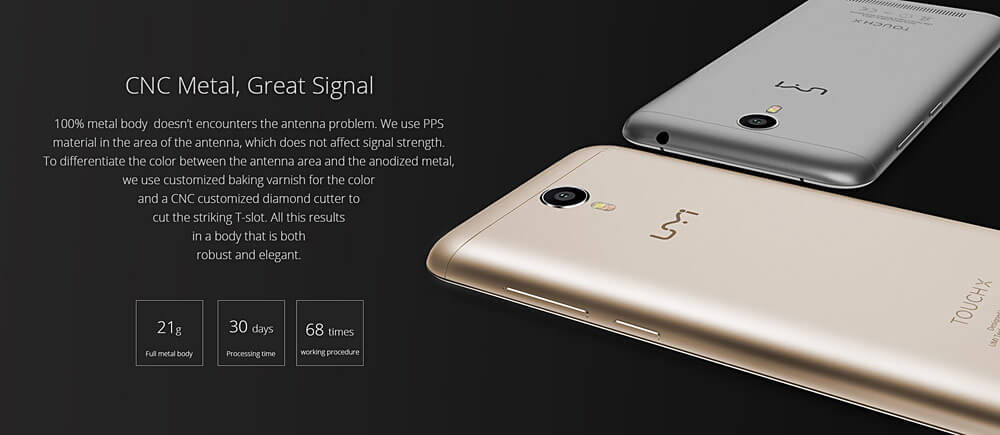 UMI TOUCH X 5.5inch 2.5D FHD 4G LTE Android 6.0 2GB 16GB Smartphone 64bit MTK6735A Quad-Core 1.3GHz 5.0MP 13.0MP 4000mAh OTG Metal Body - Gold
