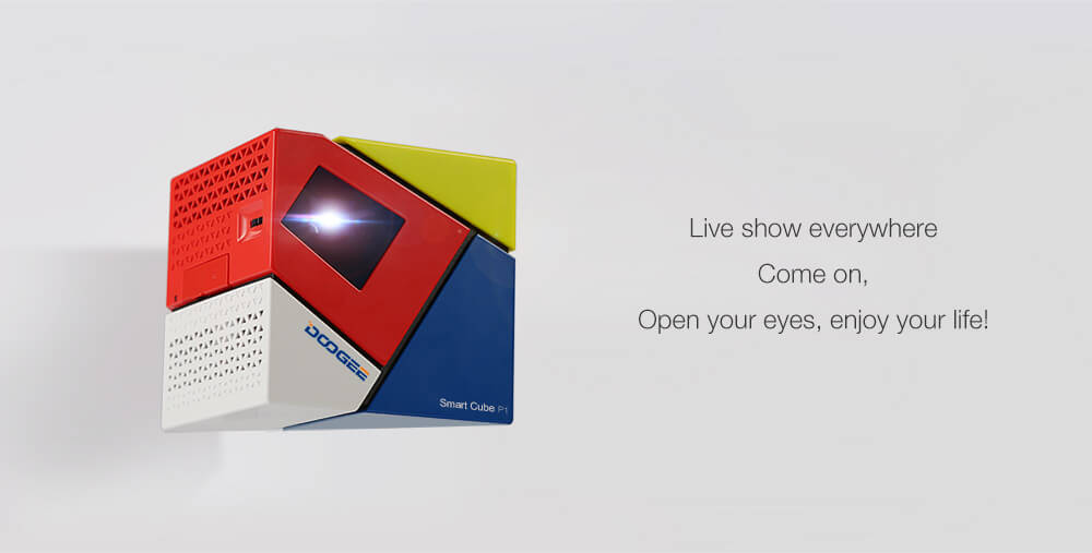 DOOGEE P1 1000LM DLP Projector 2.4G WiFi 1G/8G Bluetooth 4.0 4800mAh Miracast DLNA - Rainbow