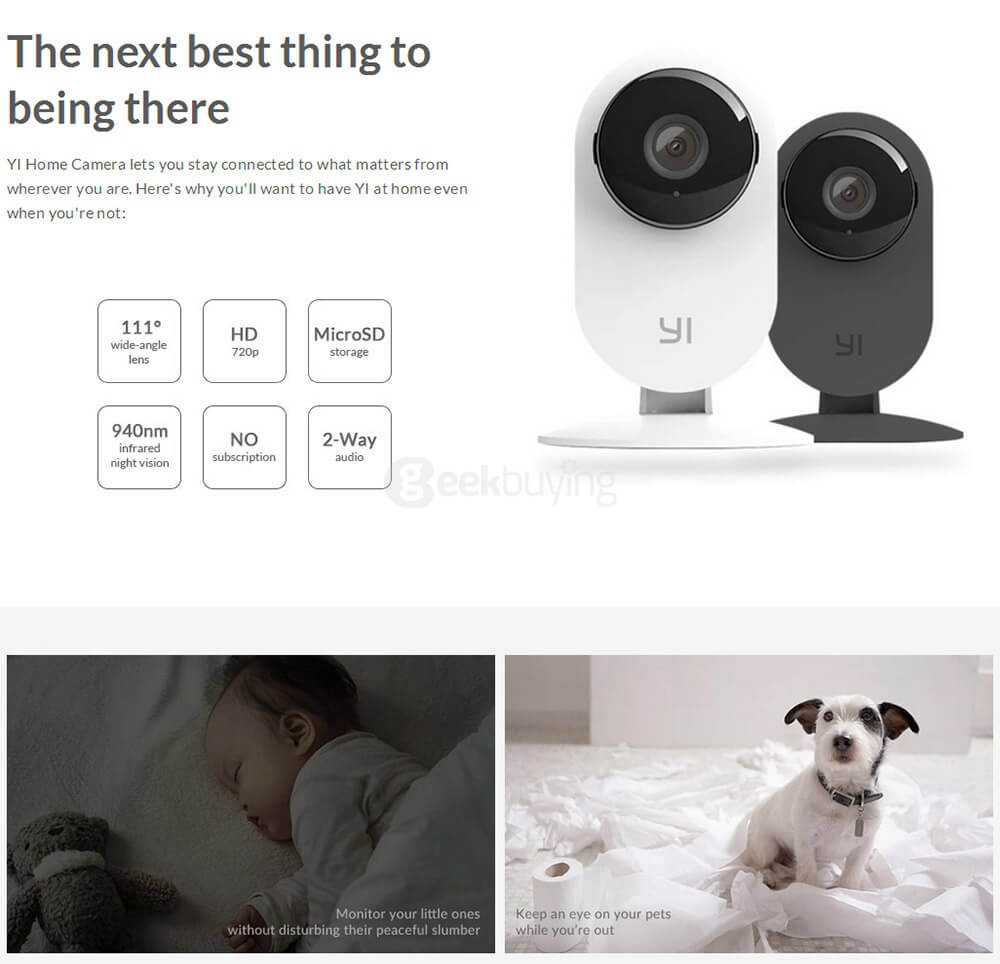 [Spain Stock]Official EU Edition YI Home Camera HD 720p Xiaomi Smart WiFi IP Camera Night Vision/ Motion Detection/ Video Monitor IP/ Network Surveillance/ Home security - Black