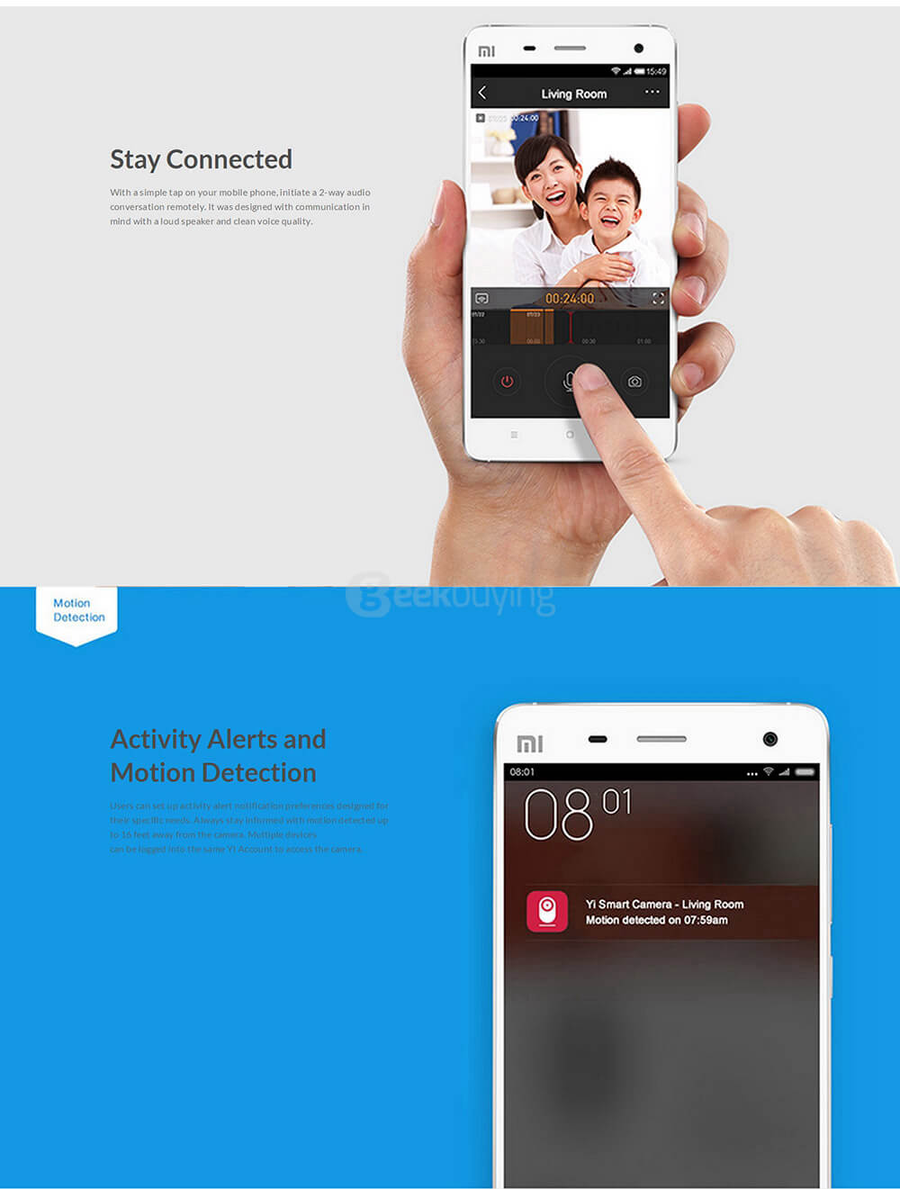 [UK Stock] Official EU Edition YI Home Camera HD 720p Xiaomi Smart WiFi IP Camera Night Vision/ Motion Detection/ Video Monitor IP/ Network Surveillance/ Home security - Black