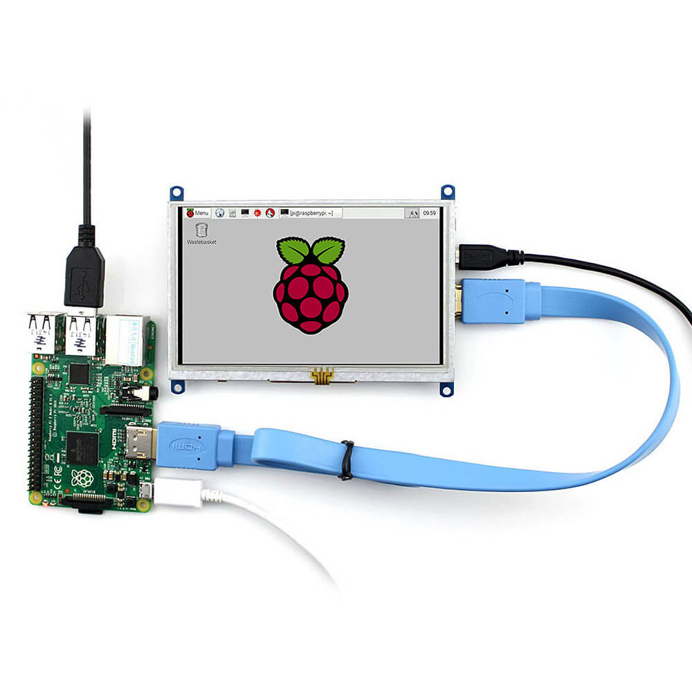 Raspberry Pi 3 Model B 5inch HDMI LCD (B) Bicolor Case 8GB Micro SD Card
