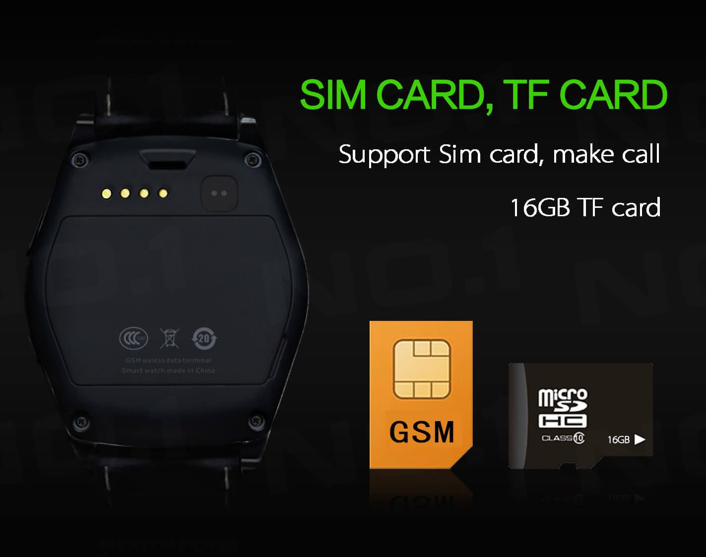No.1 G4 MTK6261 Smartwatch Phone Heart Rate Monitor Fitness Tracker Support 2G SIM/TF Card For Android (Leather Band) - Black