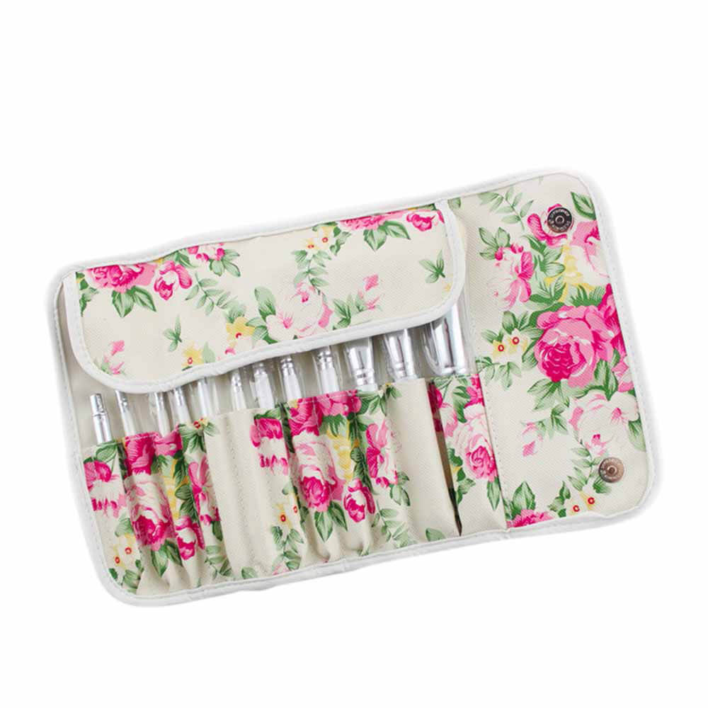 12Pcs Makeup Brush Kits Cosmetic Facial Makeup Set With Rose Flower Case