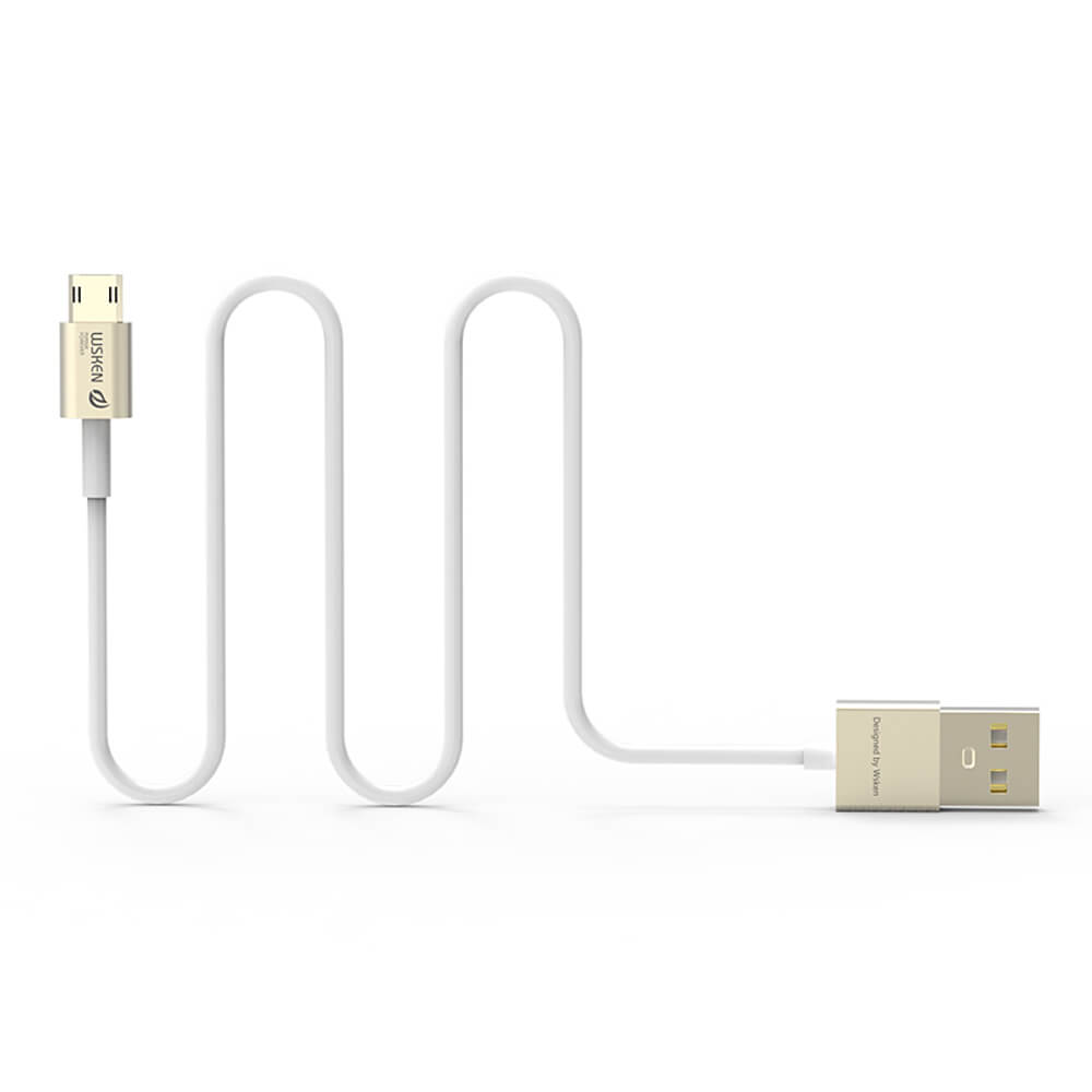 Wsken Micro USB Charging and Sync Aluminum Cable Double-sided Plug-in Data Cable For Android Phones And Tablets - Gold