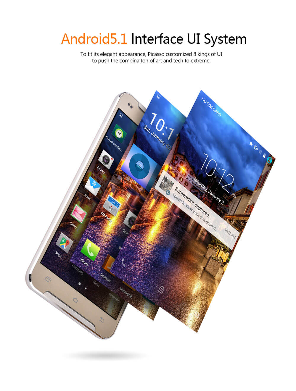 AMIGOO R300 5.5inch QHD Screen MT6580 Quad Core 3G Smartphone Android 5.1 1GB RAM 8GB ROM 5.0MP 2800mAh WIFI GPS - Black