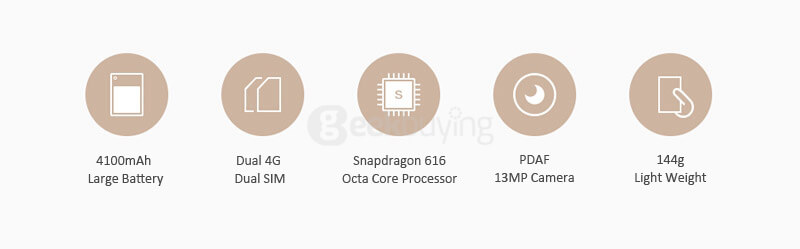 [Spain Stock][International Edition]XIAOMI Redmi 3 Pro 5.0inch HD 4G Android 5.1 Smartphone 3GB 32GB Qualcomm Snapdragon 616 Octa Core 1.5 GHz Touch ID Fast Charge 4100mAh - Gold
