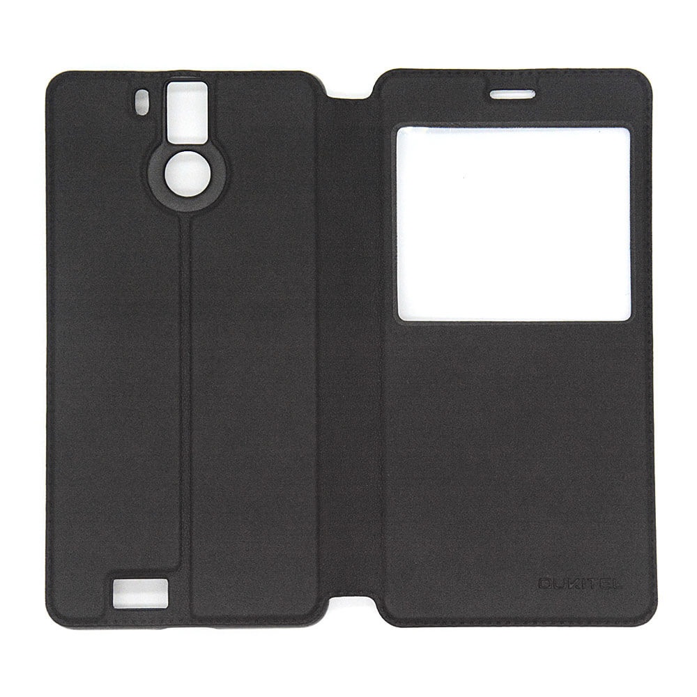 [HK Stock]Original Leather Case For OUKITEL K6000 Pro Protective Flip Phone Case With Window And PC Back Cover - Black