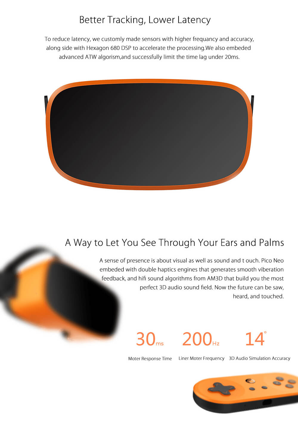 Pico Neo Standard Qualcomm Snapdragon 820 2K 3G 1080P FOV102 Immersive 3D VR Virtua Reality All-in-one Android Headset - Orange