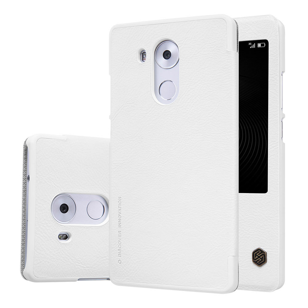 NILLKIN Leather Case For HUAWEI Ascend Mate 8 Protective Flip Cover Phone Shell Smart Sleep With Window - White