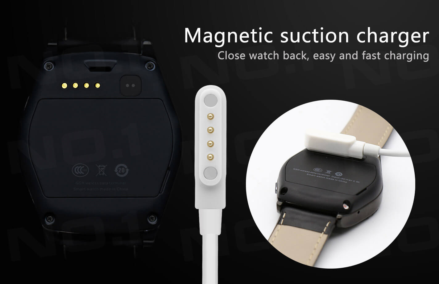 No.1 G4 MTK6261 Smartwatch Phone Heart Rate Monitor Fitness Tracker Support 2G SIM/TF Card For Android (Leather Band) - Black