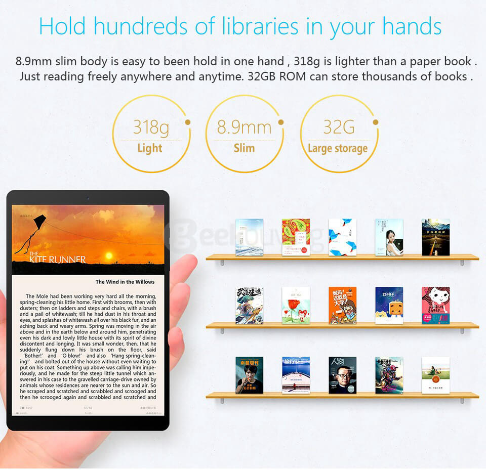 Teclast X89 Kindow 7.5 inch E-Book Reader Tablet Windows 10 + Android 4.4 Intel Z3735F 2GB RAM 32GB ROM Dual OS IPS 1440*1080 - Black