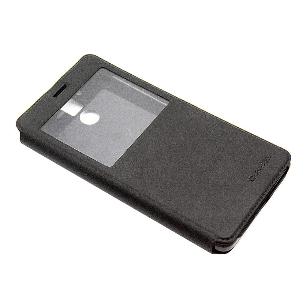 [HK Stock]Original Leather Case For OUKITEL K6000 Pro Protective Flip Phone Case With Window And PC Back Cover - Black