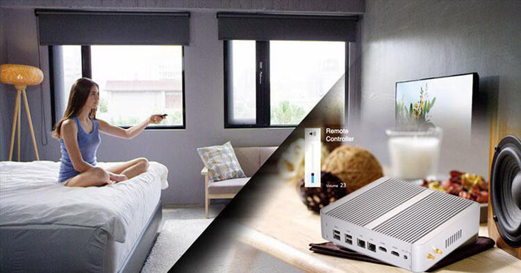 Hystou FMP03B Fanless Mini PC Intel Broadwell Core&trade; i5-5250U 8G/128G Dual HDMI WIFI Dual 1000M LAN SATA WIFI Bluetooth