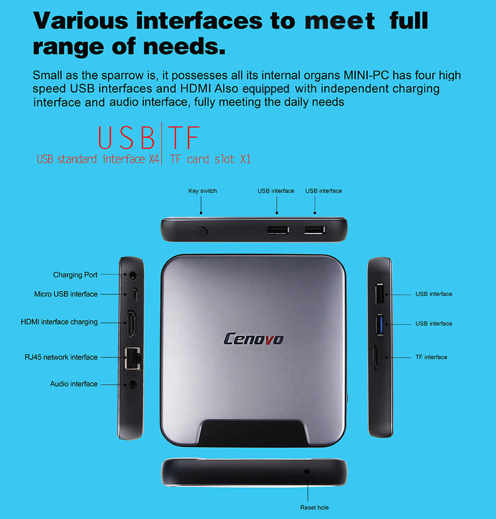 Cenovo MINI PC 2 4G/64G Intel Cherry Trail Z8300 Windows Smart Mini PC 2.4G WiFi LAN HDMI 1080P OTG - Pink+Silver