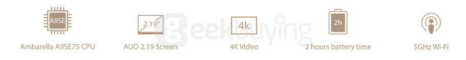 [Official International Version]Xiaoyi YI 4K Action Camera II 2.19 Retina Screen Ambarella A9SE75 Sony IMX377 12MP 155&lrm; Degree Wide Angle 1400mAh EIS LDC Sport Camera - Black