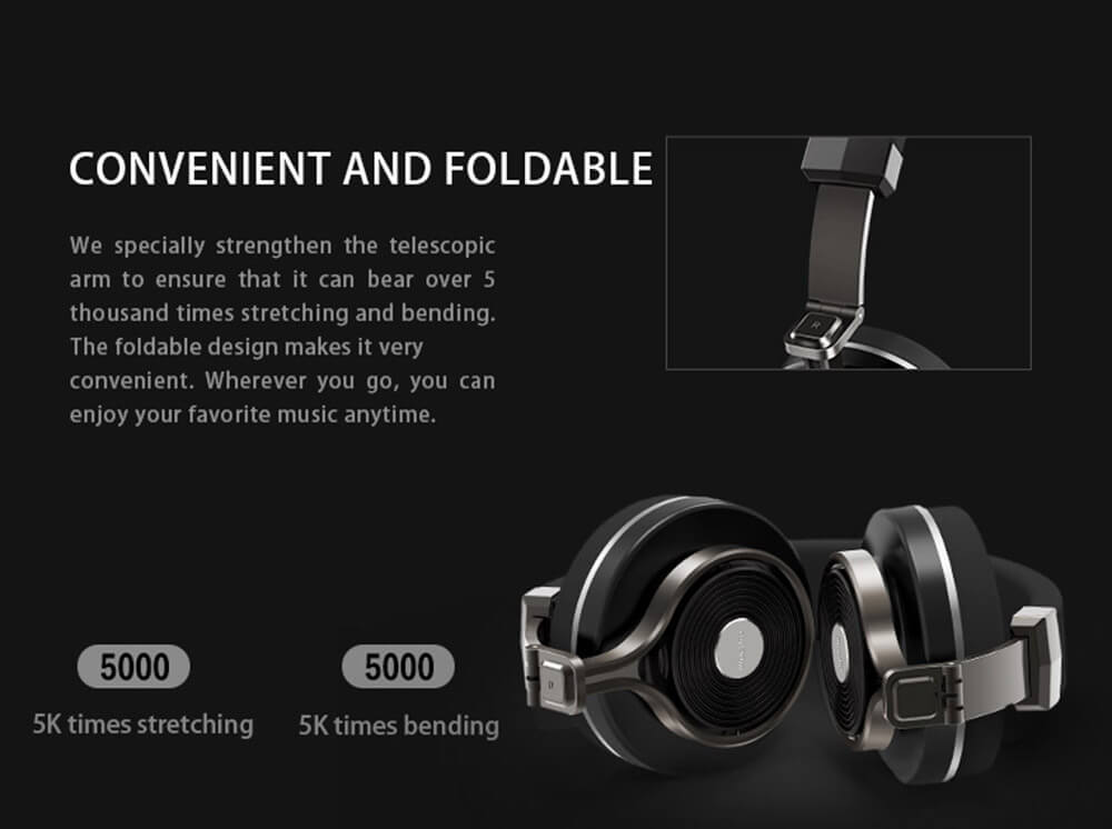 Bluedio T3 Bluetooth4.1 Bass Stereo Headset TF Metal Folding Headphone - Black