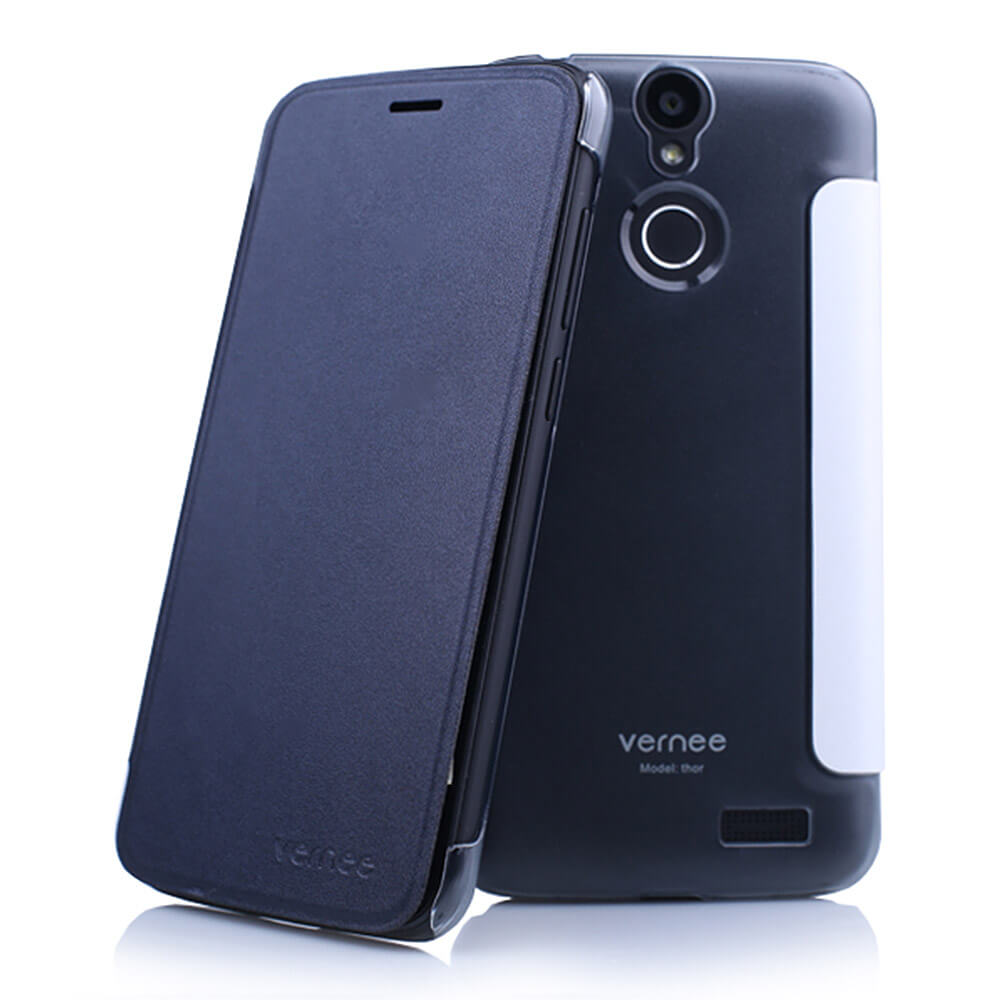 [HK Stock]Original Leather Case Protective Flip Cover Hard Shell For Vernee Thor Smartphone - White
