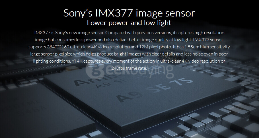 [Official International Version]Xiaoyi YI 4K Action Camera II 2.19 Retina Screen Ambarella A9SE75 Sony IMX377 12MP 155&lrm; Degree Wide Angle 1400mAh EIS LDC Sport Camera - Black