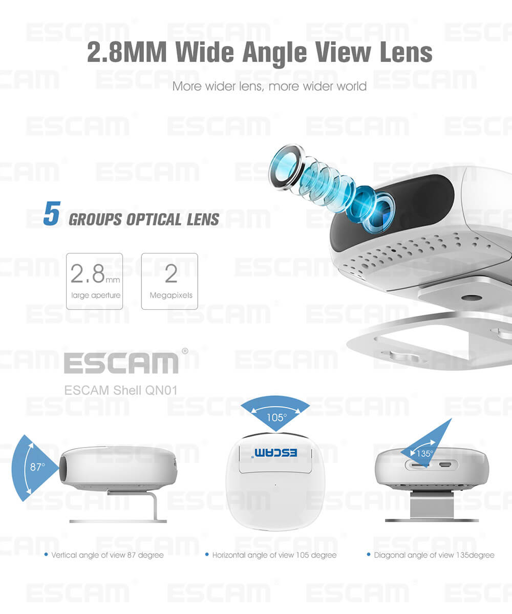 ESCAM Shell QN01 FHD 1080P WiFi Ambarella Chipet IP Camera Camcorder Night Vision Network Camera
